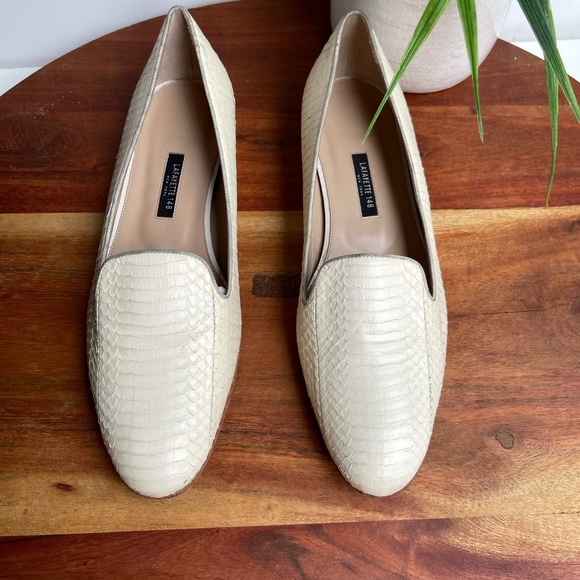 Lafayette 148🍂🍁snakeskin Siena slipper in cloud - Picture 5 of 10